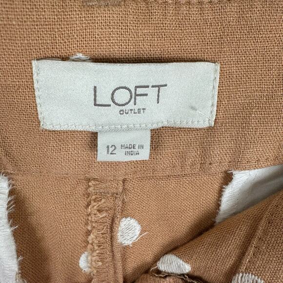 LOFT Orange White Pola Dot Linen Viscose High Rise 6" Shorts Size 12 - Picture 5 of 7